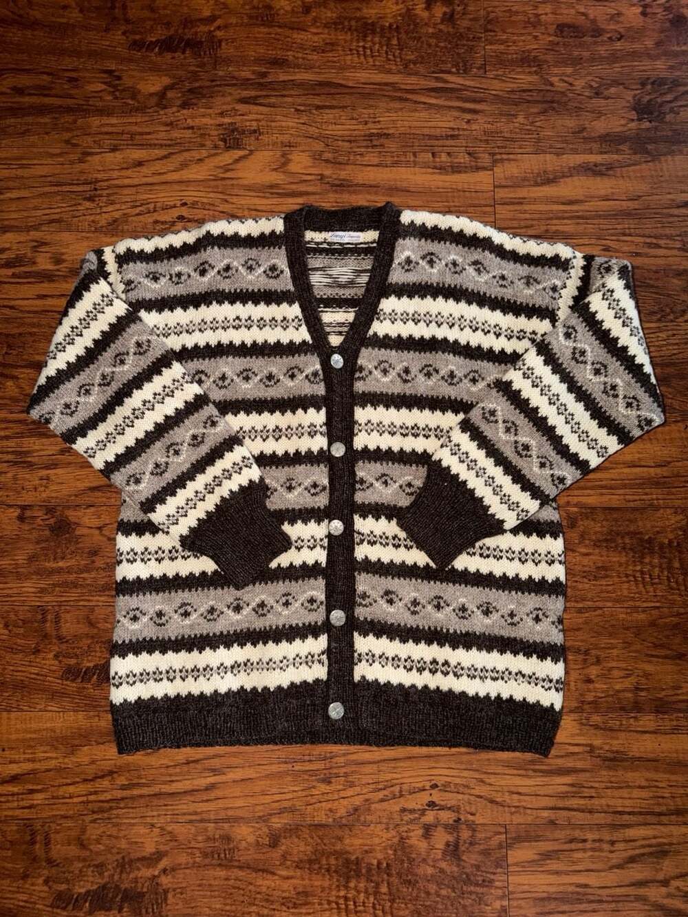 Vintage Lanyi Imports The Drake Chicago Fair Isle Knit Cardigan Sweater
